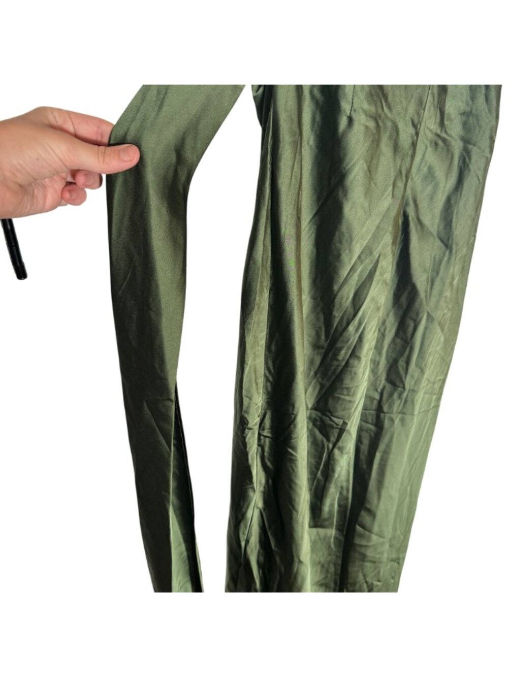Lulus Signature Elegance Olive Green Satin One-Shoulder Maxi Dress Size M NWOT - Picture 6 of 7